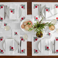 Embroidered Novelty Napkins, Set of 4 - Poinsettia