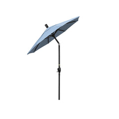 6' Round Outdoor Patio Umbrella, Aluminum with Push Button Tilt - Black Finish, Air Blue