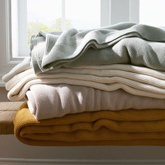 Classic All Season Breathable Cotton Knit Blanket - Ivory, King/Cal. King