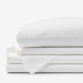 Embroidered Scallop Classic Smooth Sateen Solid Bed Sheet Set - White, Twin XL