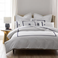 Hewett Luxe Smooth Egyptian Cotton Sateen Duvet Cover - Blue, Oversized Queen