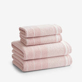 Plush Spa Stripe 4-Piece Bath & Hand Towel Set - Light Rose Quartz