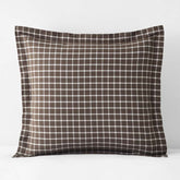 Classic Stripes and Plaids Cool Yarn-Dyed Cotton Percale Sham - Windowpane Brown, Euro