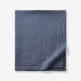 Premium Breathable Washed Linen Solid Flat Bed Sheet - Denim Blue, Twin/Twin XL