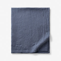 Premium Breathable Washed Linen Solid Flat Bed Sheet - Denim Blue, Twin/Twin XL