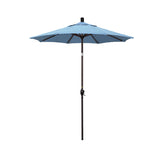 6' Round Outdoor Patio Umbrella, Aluminum with Push Button Tilt - Bronze Finish, Air Blue