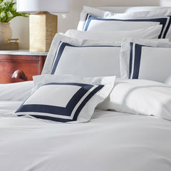 Double Border Premium Smooth Supima® Cotton Wrinkle-Free Sateen Duvet Cover - Navy, Full