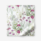 Bloom Meadow Classic Smooth Sateen Flat Bed Sheet - White Multi, King/Cal. King