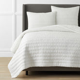 Premium Breathable Washed Linen Solid Quilt - White, Full/Queen