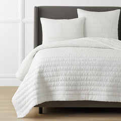 Premium Breathable Washed Linen Solid Quilt - White, Full/Queen
