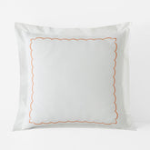 Scallop Embroidered Premium Cool Egyptian Percale Sham - Melon, Euro