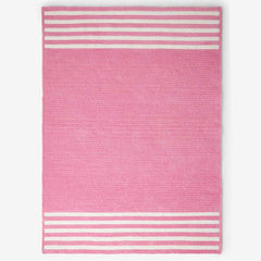 Chenille Border Stripe Handwoven Reversible Rug - Bright Pink, 8' x 10'