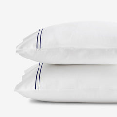 Dorset Stripe Luxe Smooth Egyptian Cotton Sateen Pillowcase Set - Blue, King