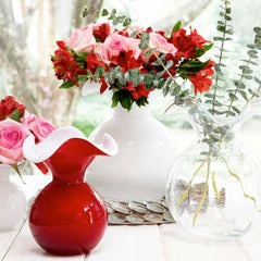 Hibiscus Glass Fluted Vases - Clear, Medium