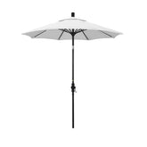 Round Outdoor Patio Umbrella, Fiberglass with Twist Tilt - Black Finish, Natural, 7.5'