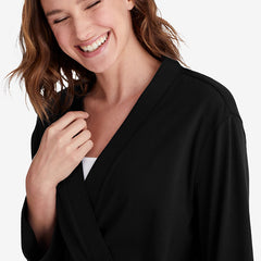 Pima Cotton Kimono Robe - Black, XL