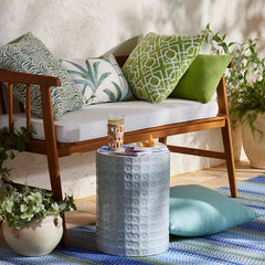 Fiesta Stripe Handwoven Indoor/Outdoor Rug - Blue/Green, 2' x 3'
