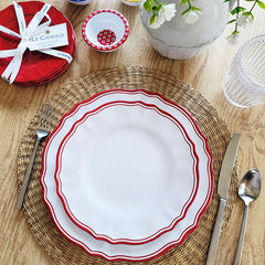 Maison Melamine Salad Plates, Set of 4 - White/Red