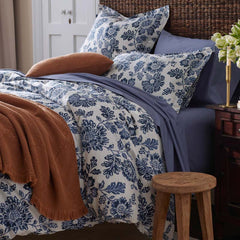 Floral Indigo Garden Classic Cool Cotton Percale Sham - Blue, Euro