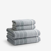 Plush Spa Stripe 4-Piece Bath & Hand Towel Set - Light Seaspray