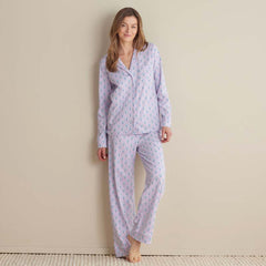 Printed Peruvian Cotton Women's Button-Down Pajama Set - Petite Floral, S