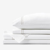 Dorset Stripe Luxe Smooth Egyptian Cotton Sateen Bed Sheet Set - Taupe, Full
