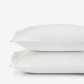 Embroidered Scallop Classic Smooth Sateen Solid Pillowcase Set - Light Blue, King