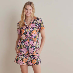 Printed Poplin Women's Shorts Set - Wild Floral, XXL