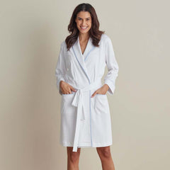 Peruvian Cotton Embroidered Women's Robe - Light Blue, L