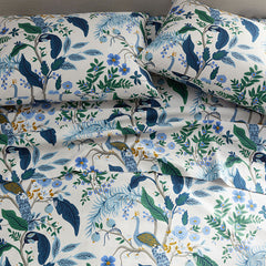 Peacock Classic Smooth Sateen Flat Bed Sheet - Ivory Multi, Twin/Twin XL