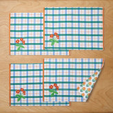 Floral Plaid Reversible Placemats, Set of 4 - Green