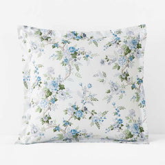 Manor Floral Premium Smooth Sateen Reversible Sham - Blue, Euro