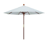 Round Outdoor Patio Umbrella, Wood with Manual Lift - Natural, 9'