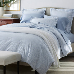 Jacquard Leaf Yarn-Dyed Premium Smooth Supima® Cotton Wrinkle-Free Sateen Fitted Bed Sheet - Blue Shadow, Twin