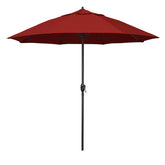 Round Outdoor Patio Umbrella, Aluminum with Auto Tilt Crank - Bronze Finish, Jockey Red, 9'