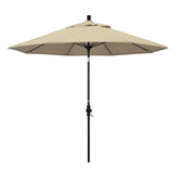Round Outdoor Patio Umbrella, Fiberglass with Twist Tilt - Black Finish, Antique Beige, 9'