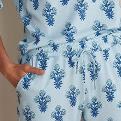 Printed Peruvian Cotton Women's Jogger Pants Pajama Set - Suhana, XL