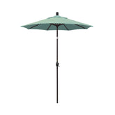 6' Round Outdoor Patio Umbrella, Aluminum with Push Button Tilt - Bronze Finish, Spectrum Mist