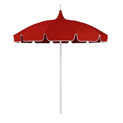 Round Solid Pagoda Outdoor Patio Umbrella, Fiberglass with Push Lift - Jockey Red, 8.5'