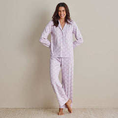 Printed Pima Cotton Women's Button-Down Pajama Set - Lisbon Mauve, XL