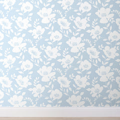 Ava Removable Wallpaper - Floral Blue, Swatch
