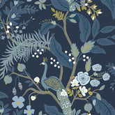 Peacock Traditional Wallpaper - Navy, Swatch