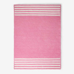 Chenille Border Stripe Handwoven Reversible Rug - Bright Pink, 5' x 7'
