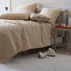 Bromley Premium Ultra-Cozy Cotton Flannel Coverlet - Wheat, Queen