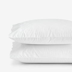 Embroidered Scallop Classic Cool Cotton Percale Pillowcase Set - White, King