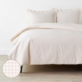 Ditsy Gingham Classic Cool Organic Cotton Percale Duvet Cover Set - Pink, Full