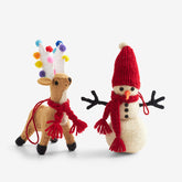 Holiday Felt Ornaments, Set of 2 - Snowman/Reindeer