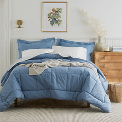 Classic Cool Cotton Percale Comforter - Slate Blue, King/Cal King