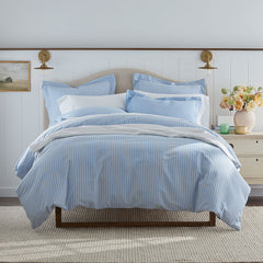 Classic Oxford Yarn-Dyed Stripe Duvet Cover - Blue/Beige, King/Cal King