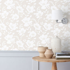 Ava Traditional Wallpaper - Floral Natural, Roll